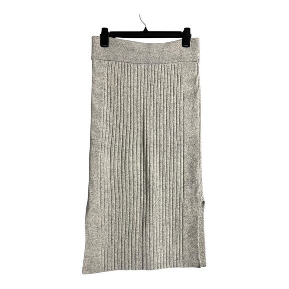 Ralph Lauren Ribbed Knit Midi Skirt Gray Sweater Fall Winter Casual Wool M L - Picture 1 of 8
